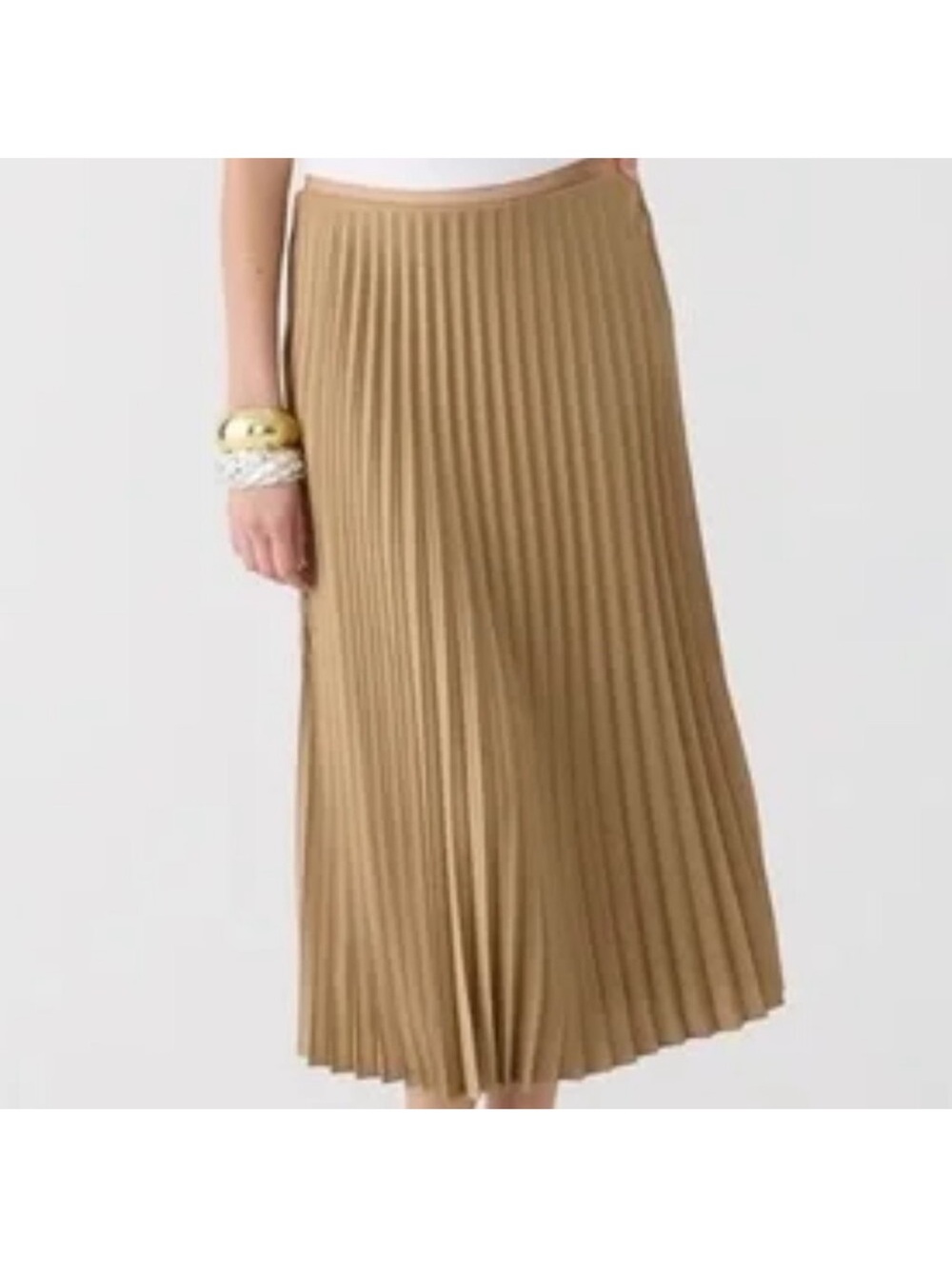 J. Crew Pleated A-Line Midi Skirt in Camel Brown - Picture 4 of 4